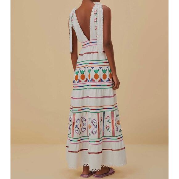 Farm Rio | Off-White Embroidered Maxi Dress - Picture 2 of 5